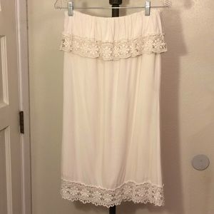Cream Strapless Forever 21 Dress w/ Lace Trim